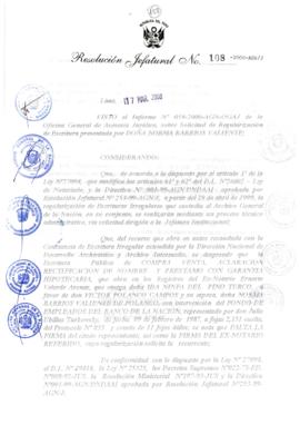 Resolución Jefatural N° 108-2000/AGN/J