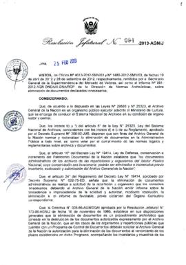Resolución Jefatural N° 094-2013-AGN/J