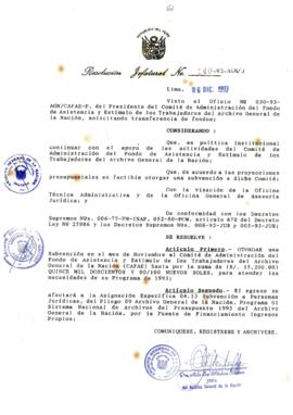 Resolución Jefatural N° 140-1993/AGN/J