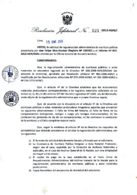 Resolución Jefatural N° 021-2013-AGN/J