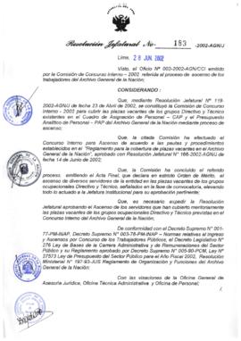 Resolución Jefatural N° 183-2002/AGN/J