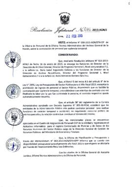 Resolución Jefatural N° 091-2013-AGN/J