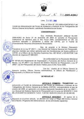 Resolución Jefatural N° 332-2005-AGN/J
