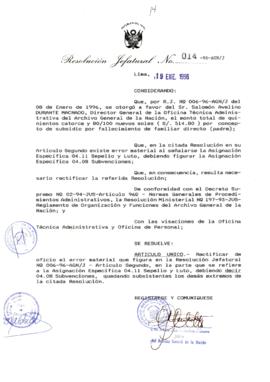 Resolución Jefatural N° 014-1996/AGN/J