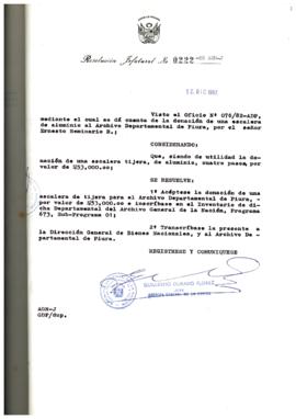 Resolución Jefatural N° 222-1982/AGN/J