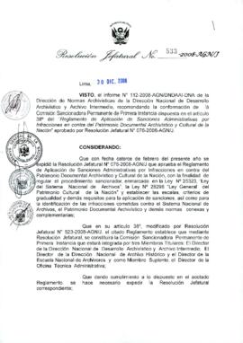 Resolución Jefatural N° 533-2008-AGN/J