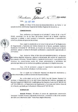 Resolución Jefatural N° 377-2014-AGN/J