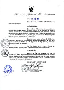 Resolución Jefatural N° 062-2008-AGN/J