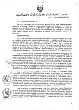 Resolución de la Oficina de Administración N° 013-2018-AGN/SG-OA