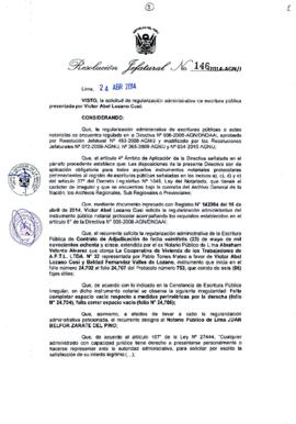 Resolución Jefatural N° 146-2014-AGN/J