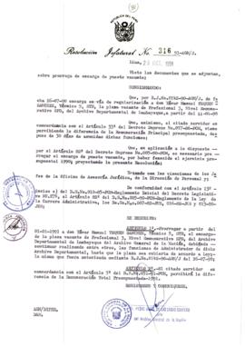 Resolución Jefatural N° 316-1991/AGN/J