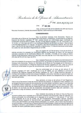 Resolución de la Oficina de Administración N° 055-2019-AGN/SG-OA