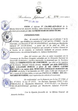 Resolución Jefatural N° 179-2002/AGN/J