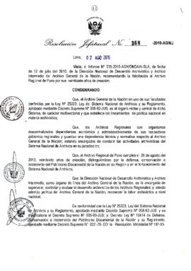 Resolución Jefatural N° 368-2010-AGN/J