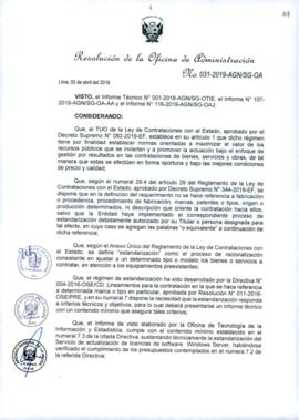 Resolución de la Oficina de Administración N° 031-2019-AGN/SG-OA