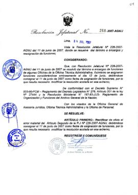 Resolución Jefatural N° 268-2007-AGN/J