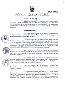 Resolución Jefatural N° 209-2013-AGN/J
