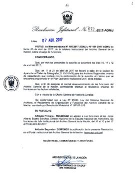 Resolución Jefatural N° 073-2017-AGN/J