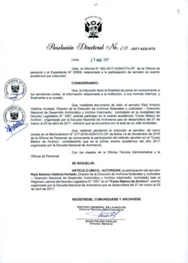 Resolución Directoral N° 008-2017-AGN/OTA