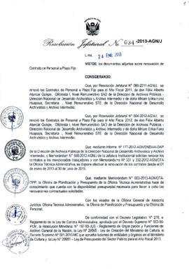 Resolución Jefatural N° 034-2013-AGN/J