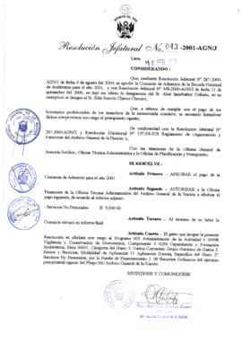 Resolución Jefatural N°043-2001/AGN/J