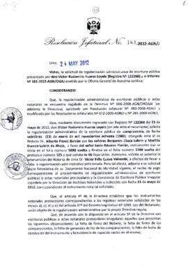 Resolución Jefatural N° 160-2012-AGN/J