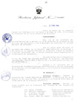 Resolución Jefatural N° 083-1994/AGN/J