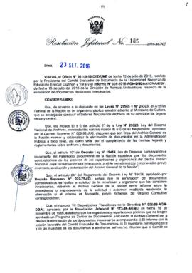 Resolución Jefatural N° 185-2016-AGN/J