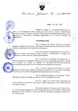 Resolución Jefatural N° 434-2005-AGN/J
