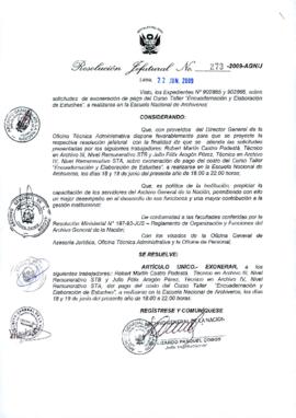 Resolución Jefatural N° 273-2009-AGN/J