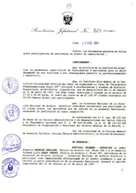 Resolución Jefatural N° 025-1997/AGN/J