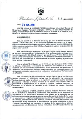 Resolución Jefatural N° 113-2018-AGN/J
