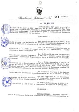 Resolución Jefatural N° 064-1998/AGN/J