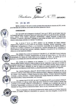 Resolución Jefatural N° 273-2015-AGN/J