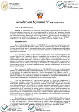 Resolución Jefatural N° 104-2020-AGN/J