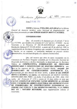 Resolución Jefatural N° 031-2003-AGN/J