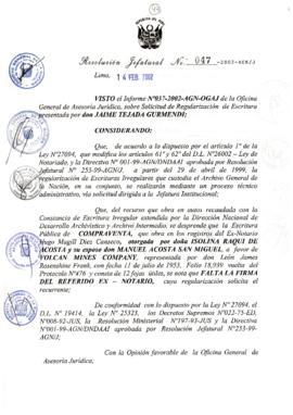 Resolución Jefatural N° 047-2002/AGN/J