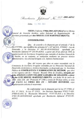 Resolución Jefatural N° 084-2003-AGN/J
