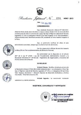 Resolución Jefatural N° 074-2013-AGN/J