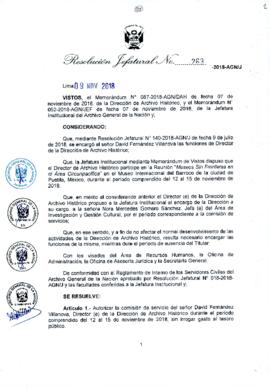Resolución Jefatural N° 263-2018-AGN/J