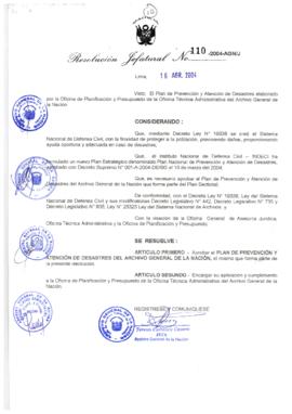 Resolución Jefatural N° 110-2004-AGN/J