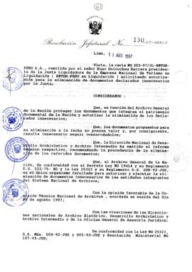 Resolución Jefatural N° 130-1997/AGN/J