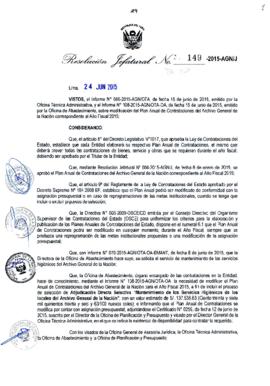 Resolución Jefatural N° 149-2015-AGN/J