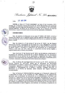 Resolución Jefatural N° 151-2014-AGN/J