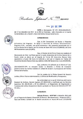 Resolución Jefatural N° 448-2014-AGN/J