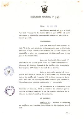 Resolución Jefatural N° 003-1978/AGN/J