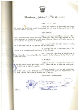 Resolución Jefatural N° 180-1982/AGN/J
