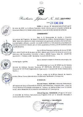 Resolución Jefatural N° 045-2010-AGN/J
