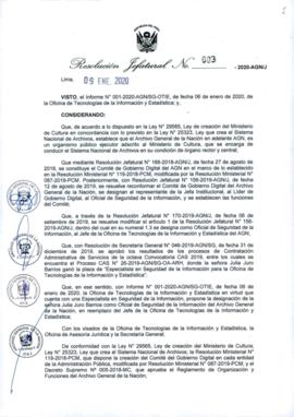 Resolución Jefatural N° 003-2020-AGN/J