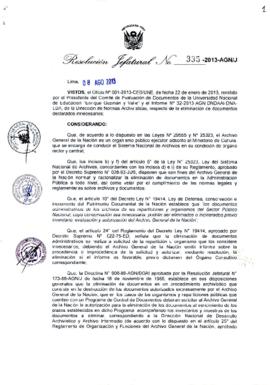 Resolución Jefatural N° 335-2013-AGN/J